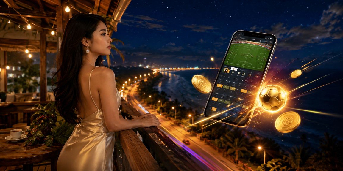Người dùng tại Mũi Né theo dõi cá cược thể thao qua điện thoại